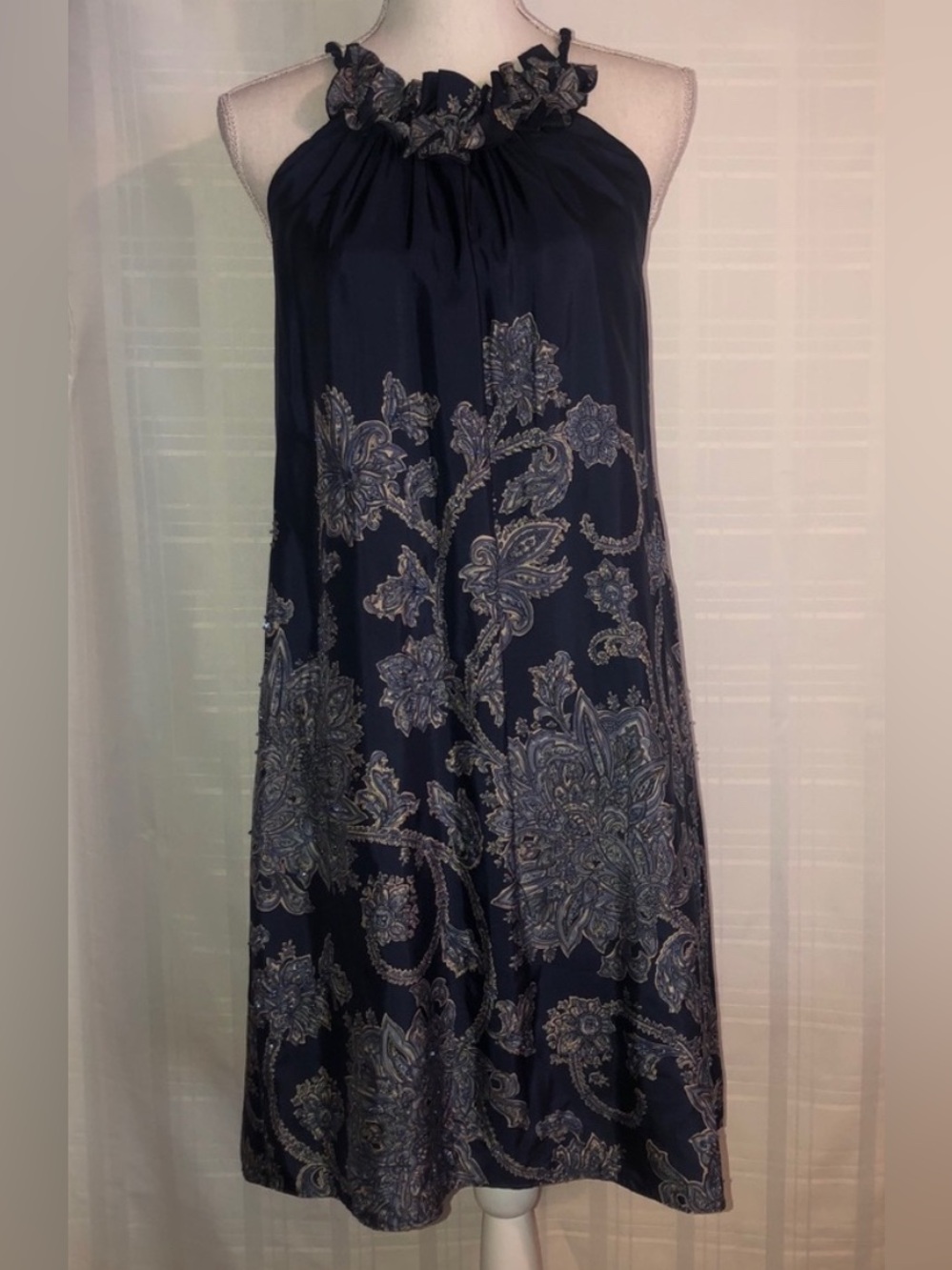 Inc International Concepts Floral, Spaghetti Strap Mini Dress Size 8 100% Silk